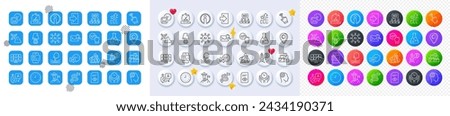 Chemistry lab, Checkbox and Journey line icons. Square, Gradient, Pin 3d buttons. AI, QA and map pin icons. Pack of Online auction, Table lamp, Timer icon. Vector