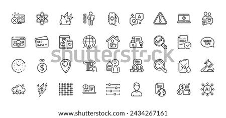 Time change, Card and Contactless payment line icons pack. AI, Question and Answer, Map pin icons. Analytics, Time management, Translation service web icon. Vector