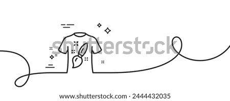 T-shirt design line icon. Continuous one line with curl. Creative brush sign. T shirt Graphic art symbol. T-shirt design single outline ribbon. Loop curve pattern. Vector