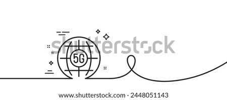 5g internet line icon. Continuous one line with curl. Wifi wireless network sign. Mobile data transmission symbol. 5g internet single outline ribbon. Loop curve pattern. Vector