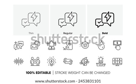 Consulting, Video conference and Teamwork chart line icons. Pack of Sound wave, Refresh mail, Hydroelectricity icon. Ethics, Voicemail, Payment click pictogram. Winner podium, InspirationBrand. Vector