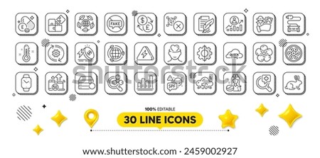 Transform, Qr code and Natural linen line icons pack. 3d design elements. Puzzle, Fraud, Medical analyzes web icon. Lightning bolt, Mental health, Recovery server pictogram. Vector