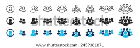 People group icon set. Leader person, crowd of people. User profile headshot avatar symbol. Man placeholder, person silhouette, photo avatar. Group of people, leaders or users. Vector illustration