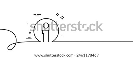 Info line icon. Continuous one line with curl. Information center sign. Support speech bubble symbol. Info single outline ribbon. Loop curve pattern. Vector