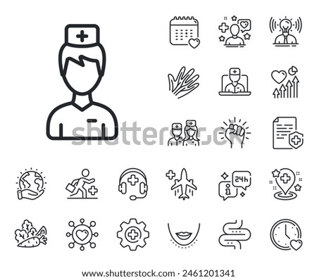 Medicine drugs sign. Online doctor, patient and medicine outline icons. Doctor line icon. Pharmacy medication symbol. Doctor line sign. Veins, nerves and cosmetic procedure icon. Intestine. Vector