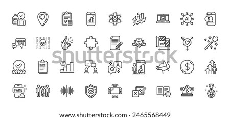 Article, Cyber attack and Genders line icons pack. AI, Question and Answer, Map pin icons. Dog leash, Winner reward, Rating stars web icon. Floor plan, Teamwork, People chatting pictogram. Vector