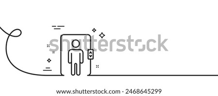 Elevator line icon. Continuous one line with curl. Transportation lift sign. Elevator single outline ribbon. Loop curve pattern. Vector