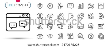 Pack of Calculator target, Smartphone protection and Travel loan line icons. Include Anti-dandruff flakes, Diesel station, Power bank pictogram icons. Ph neutral, Browser window. Vector