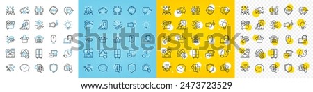 Vector icons set of Wholesale goods, Home charging and 5g cloud line icons pack for web with Consult, No internet, Loan percent outline icon. Light bulb, Squad, Drag drop pictogram. Vector