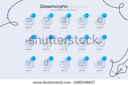 Set of Work home, Coffee maker and Lock line icons for web app. Freezing timer, Employee hand, Voting campaign icons. Load document, Recycle, Wallet signs. Growth chart, Group, Diesel station. Vector