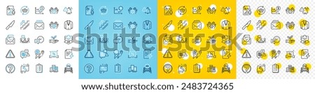 Vector icons set of Knife, Business report and Dollar rate line icons pack for web with Employee hand, Safe time, 24h service outline icon. Mail, Spanner, Power certificate pictogram. Vector