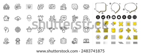 Set of Analysis graph, Co2 gas and Electricity price line icons for web app. Design elements, Social media icons. Elastic material, 5g upload, Seo internet icons. Vector