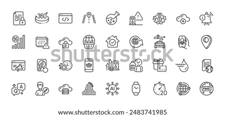 Seo script, Edit person and House security line icons pack. AI, Question and Answer, Map pin icons. Information bell, Dishwasher timer, Lock web icon. Vector