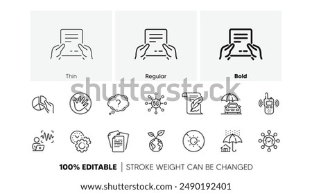 5g technology, Pie chart and Time management line icons. Pack of Feather, Do not touch, Save planet icon. Car insurance, Question mark, Transmitter pictogram. Receive file, Voice wave. Vector