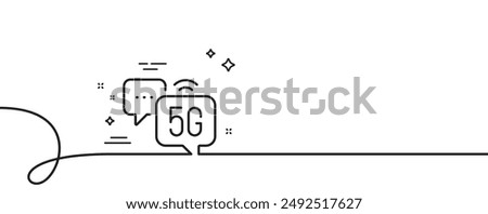 5g wi-fi internet line icon. Continuous one line with curl. Wifi wireless network sign. Mobile chat symbol. 5g internet single outline ribbon. Loop curve pattern. Vector