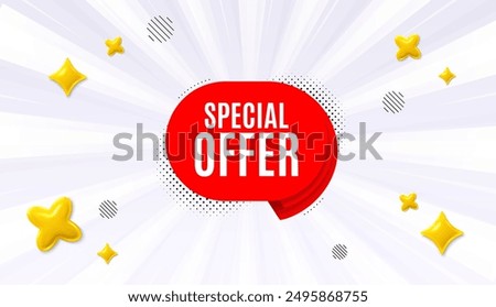 Offer sunburst ray banner. Special offer banner. Discount sticker shape. Sale coupon bubble icon. Special offer chat message. Speech bubble discount with stripes. Burst text balloon. Vector