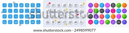 Furniture, Brand and Medical shield line icons. Square, Gradient, Pin 3d buttons. AI, QA and map pin icons. Pack of Mortgage, Work home, Loyalty points icon. Vector