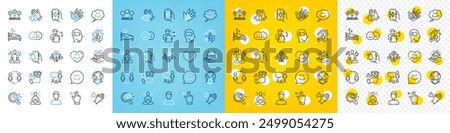 Vector icons set of Vision test, Fraud and Work home line icons pack for web with Food delivery, Global business, Skin care outline icon. Smile face, Alarm clock, Sleep pictogram. Yoga. Vector