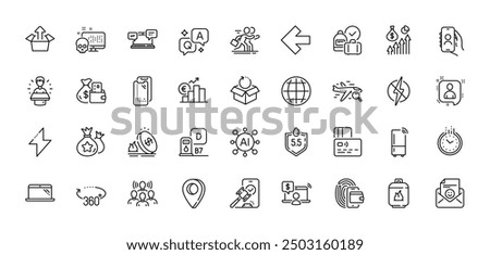 Loyalty points, Refrigerator and Euro rate line icons pack. AI, Question and Answer, Map pin icons. Cyber attack, Laptop, User call web icon. Vector