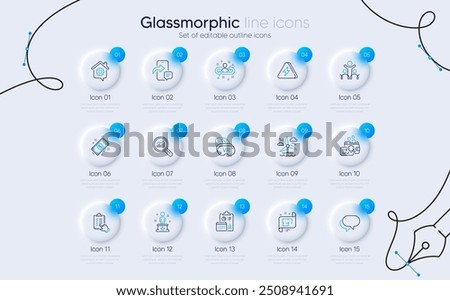 Set of Vr, Inspect and Lightning bolt line icons for web app. Payment, Inclusion, Architectural plan icons. Windmill, Phone message, Report signs. Talk bubble, Data analysis, Work home. Vector