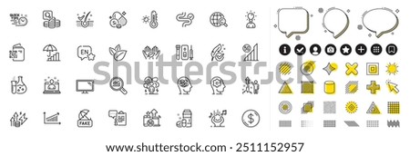 Set of Inspect, Difficult stress and 5g wifi line icons for web app. Design elements, Social media icons. Energy inflation, Fireworks, Qr code icons. Vector