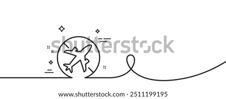 Airplane mode line icon. Continuous one line with curl. Cancel flight sign. Turn off mobile in plane symbol. Airplane mode single outline ribbon. Loop curve pattern. Vector