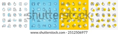 Vector icons set of Text message, Sign out and Lock line icons pack for web with Partnership, Hand click, Security app outline icon. Credit card, Hydroelectricity, Augmented reality pictogram. Vector