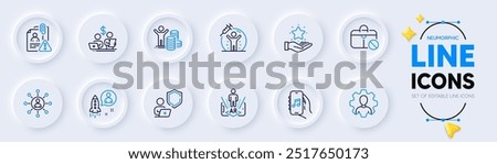 Augmented reality, Startup and Vaccine protection line icons for web app. Pack of Jobless, Professional, Music app pictogram icons. Networking, Loyalty program, Budget accounting signs. Vector