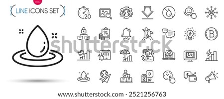 Pack of Search photo, Smile and Megaphone line icons. Include Lock, Text message, Inflation pictogram icons. Consumption growth, 5g technology, Downloading signs. Clock bell, Timer. Vector