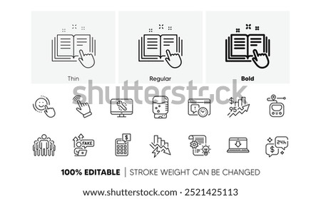 Smile, Consulting and Fake internet line icons. Pack of Cursor, Metro, Cogwheel icon. Group, Water cooler, Internet downloading pictogram. Rise price, Calculator, Monitor repair. Line icons. Vector