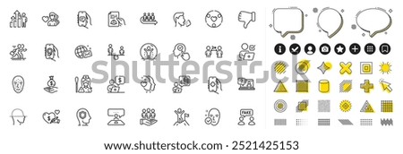 Set of Nurse, Social care and Queue line icons for web app. Design elements, Social media icons. Business person, Health skin, Fake information icons. Competition, Award app, Cough signs. Vector