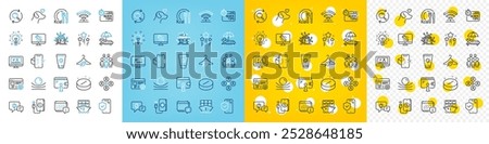 Vector icons set of Monitor repair, Augmented reality and Distribution line icons pack for web with Sunscreen, Sunbed, Phone charging outline icon. Calendar, Quick tips. Vector