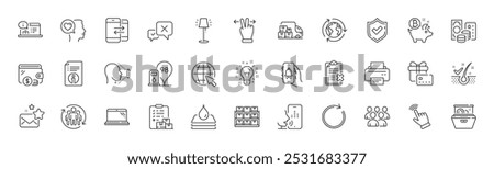 Delivery report, Reject checklist and Reject line icons. Pack of Petrol station, Bell alert, Stand lamp icon. Teamwork, Confirmed, Printer pictogram. Online documentation, Credit card, Cursor. Vector