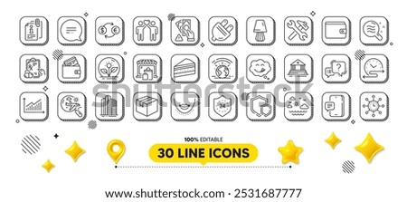 Skyscraper buildings, Table lamp and World time line icons pack. 3d design elements. Friends couple, Money wallet, Question mark web icon. Search flight, Chin, Attached info pictogram. Vector