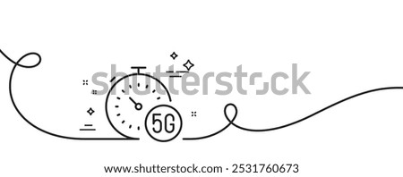 5g fast internet line icon. Continuous one line with curl. Wireless technology sign. Mobile wifi symbol. 5g internet single outline ribbon. Loop curve pattern. Vector