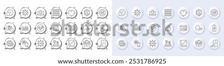 Best laptop, Waterproof and Voicemail line icons. White pin 3d buttons, chat bubbles icons. Pack of Web3, Ab testing, Augmented reality icon. Puzzle, Density, Ethics pictogram. Vector