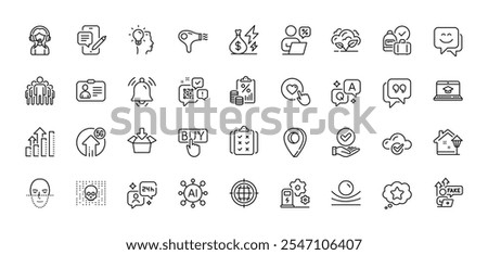 Analysis graph, Co2 gas and Electricity price line icons pack. AI, Question and Answer, Map pin icons. Elastic material, 5g upload, Seo internet web icon. Tax document, Rule, Support pictogram. Vector