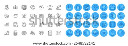 Recruitment, Atm and Demand curve line icons pack. Global business, Electric bike, Fireworks web icon. Inclusion, Full rotation, Open door pictogram. Smartphone sms, Graph chart, Shift. Vector