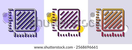 Square meter line icon. Halftone dotted pattern. Gradient icon with grain shadow. Room area dimension sign. Territory measurement symbol. Line square meter icon. Various designs. Vector