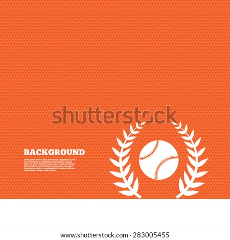 Background with seamless pattern. Baseball sign icon. Sport laurel wreath symbol. Winner award. Triangles orange texture. Vector