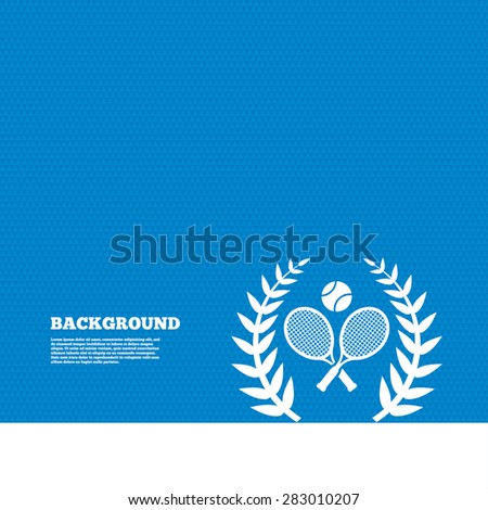 Background with seamless pattern. Tennis rackets with ball sign icon. Sport laurel wreath symbol. Winner award. Triangles texture. Vector