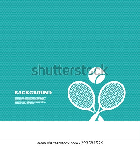 Background with seamless pattern. Tennis rackets with ball sign icon. Sport symbol. Triangles green texture. Vector