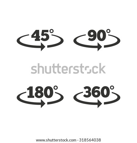 Vector Images Illustrations And Cliparts Angle 45 360 Degrees Icons Geometry Math Signs Symbols Full Complete Rotation Arrow Flat Icons On White Vector Hqvectors Com