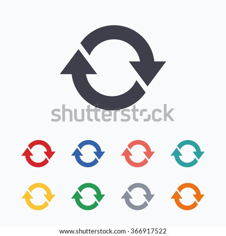 Rotation Icon. Repeat Symbol. Refresh Sign. Colored Flat Icons On White ...