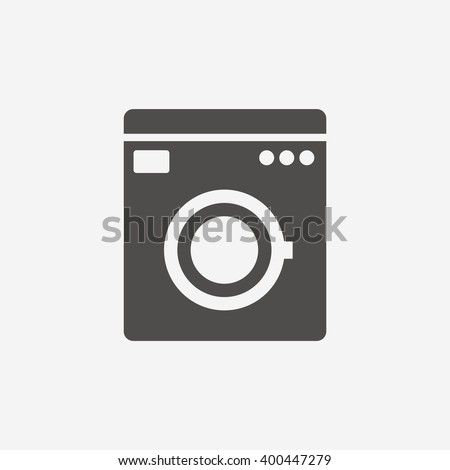 Washing machine icon. Home appliances symbol. Flat sign on white background. Vector