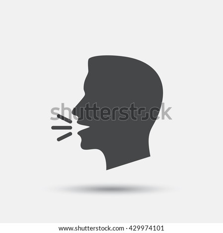 Talk or speak icon. Loud noise symbol. Human talking sign. Flat speak web icon on white background. Vector