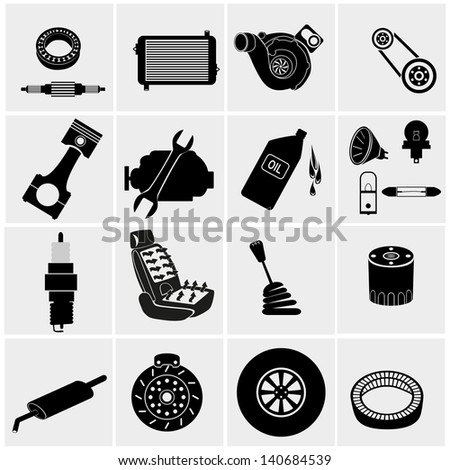 Car mechanic and service tools, icon set