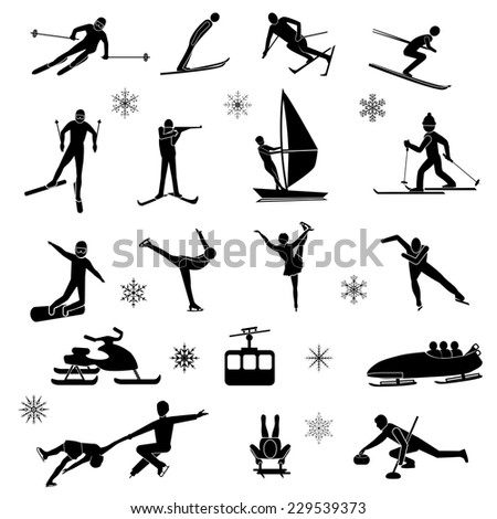 Set of sports icons Winter sports. Vector illustration