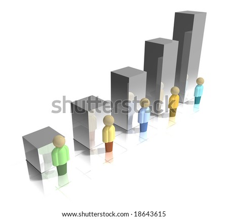 Demographic bar graph with neutral colored people.