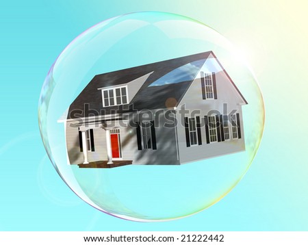 House floating inside a bubble.  Fragile housing market.